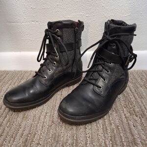 UGG Kesey Waterproof Combat Boot Lace Up with Side Zip Black Size 7 #1005264
